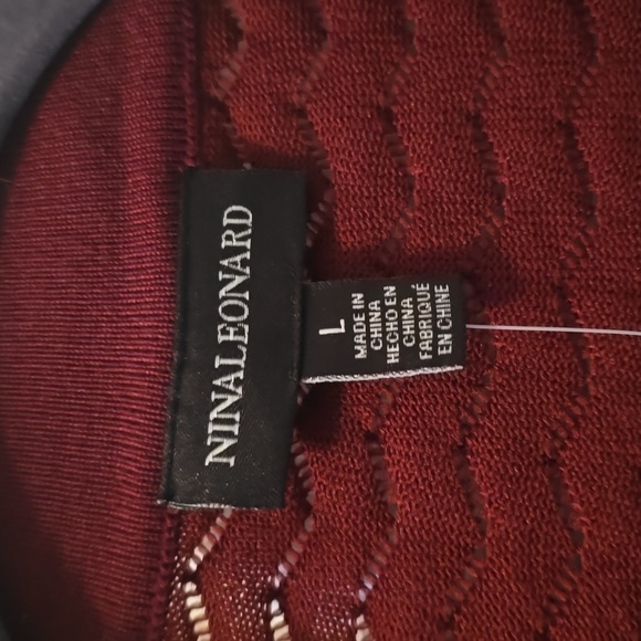 NINA LEONARD BRAND WOMEN'S BURGUNDY WINE OPEN CARDIGAN SHRUG SIZE LARGE - Picture 5 of 15